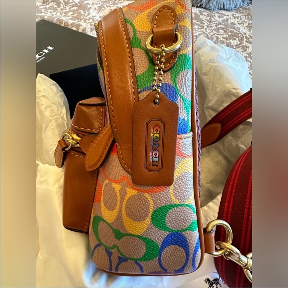 Coach Charter Backpack 18 In Rainbow Signature Canvas - Picture 10 of 16